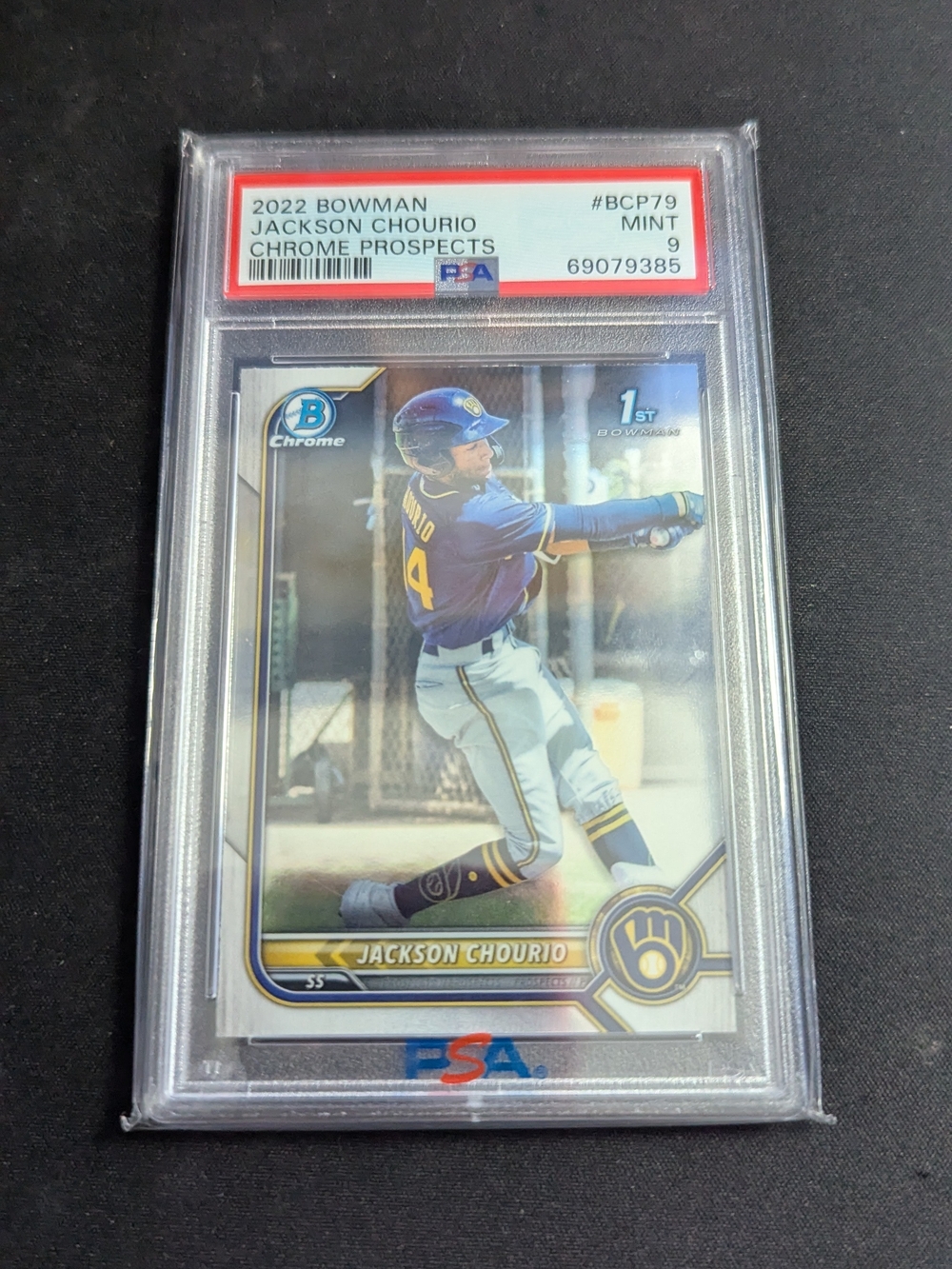 2022 Topps Bowman 1st Jackson Chourio Chrome Prospect PSA 9 MINT